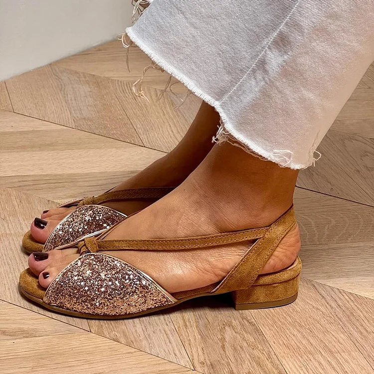 MARTINA | Glittering sandals with sequins and a low sole for an elegant and comfortable style