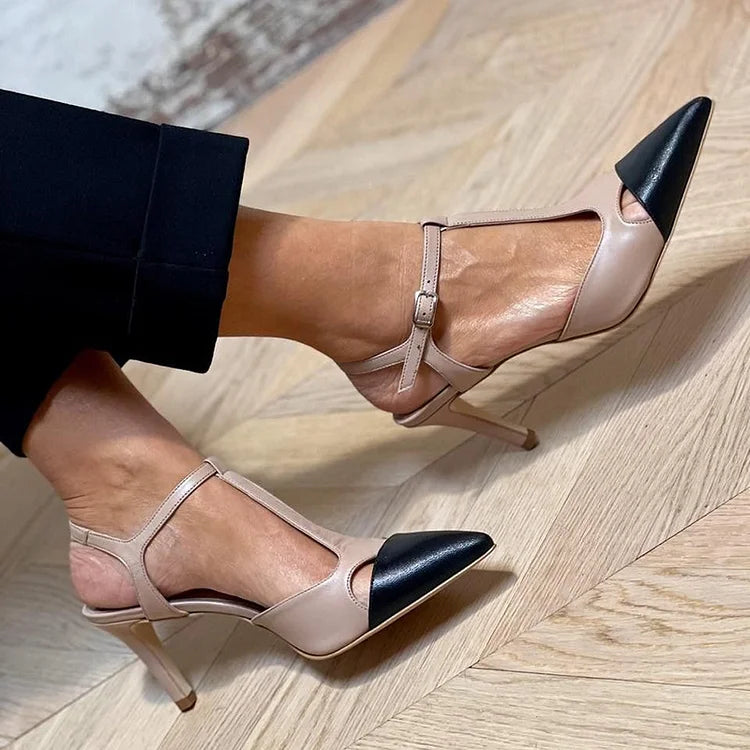 MIRELLA | Elegant Pointed Toe Two-Tone Décolleté for a Sophisticated Style