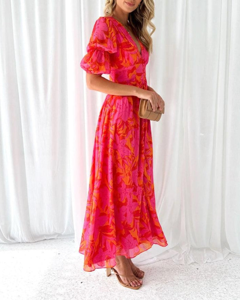 Derana™ - Red-Pink Maxi Dress