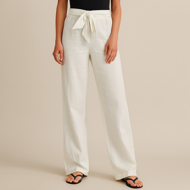 Jane - Elegant Tie Waist Linen Pants