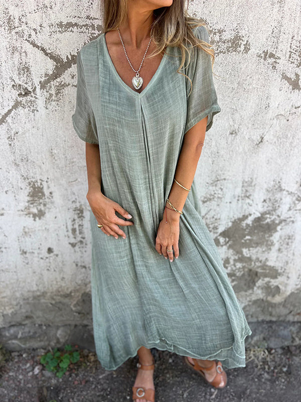 Karen - Elegant V-Neck Midi Dress