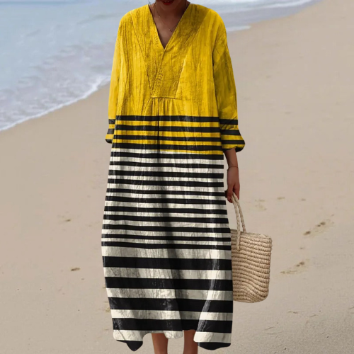 Cilia - Fluid Dress with Pastel Stripes