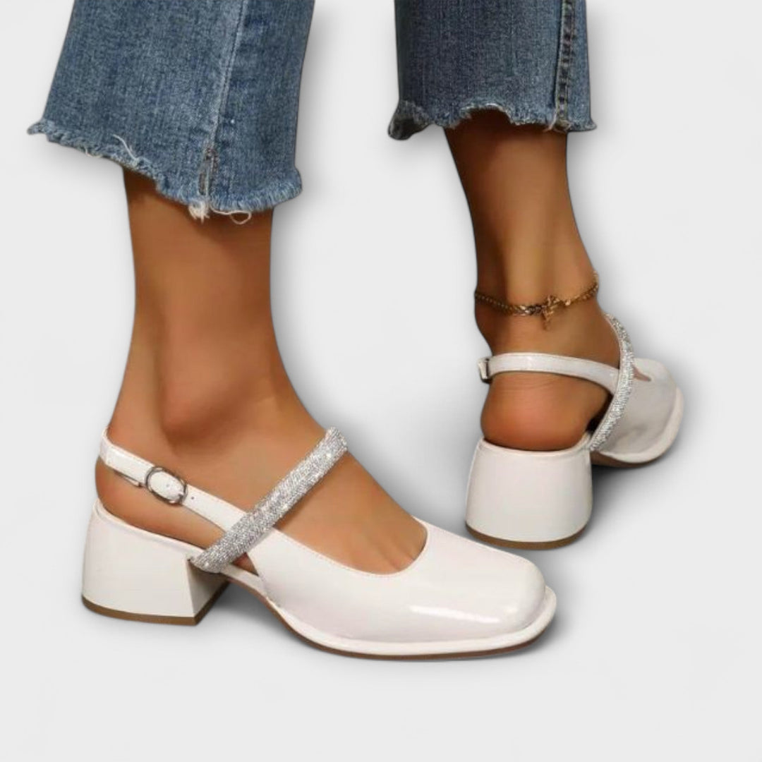 Celandra - Mary Janes with Glitter Straps and Block Heel