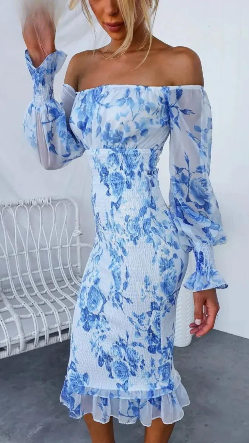 Dahlia - Stunning Off Shoulder Midi Dress
