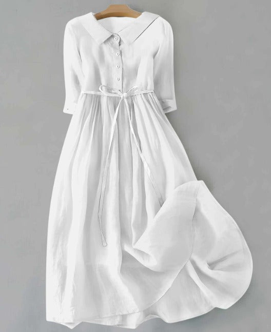 Lux - Elegant Short Sleeve Dress with Waist Ties