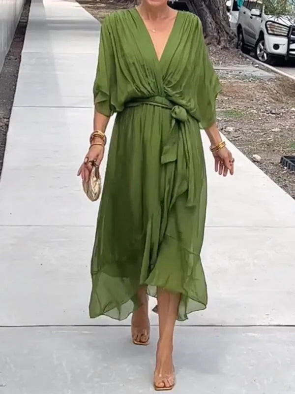 Shiloh - Elegant V-Neck Dress for a Sophisticated Style