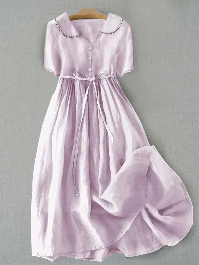 Isla - Elegant Cotton and Linen Midi Dress