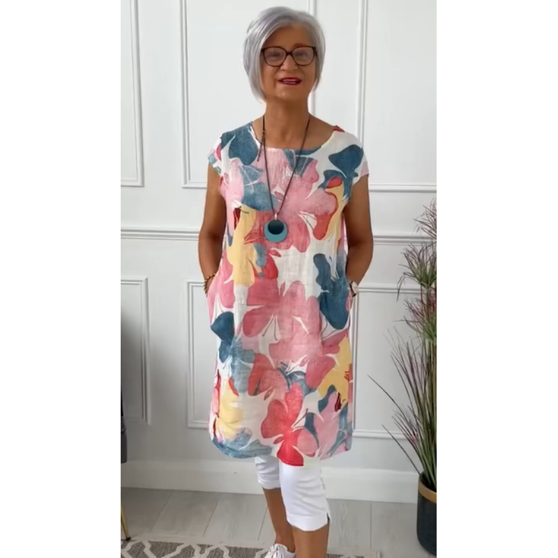 Maree - Elegant comfortable dress with butterfly print for a chic and casual style