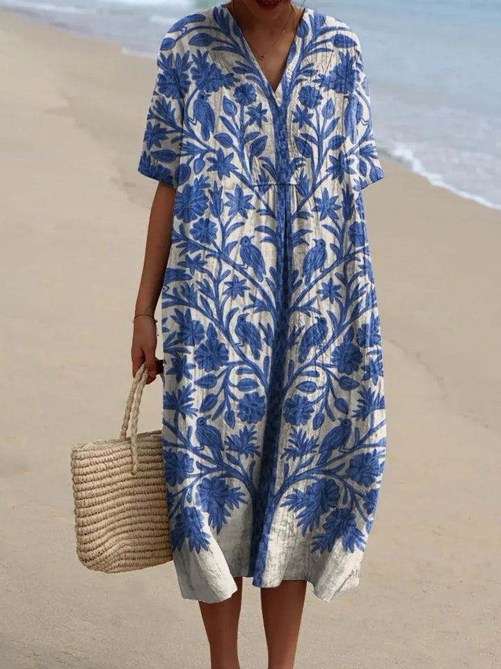 Oréa - Embroidered Blue Dress